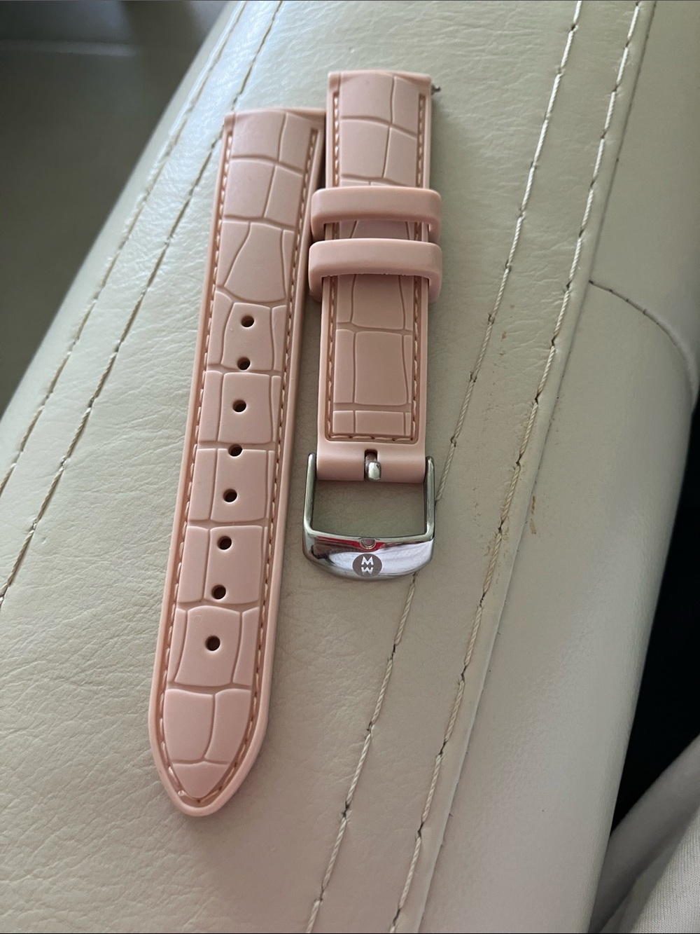 Michele Croc-Embossed Silicone Watch Strap in Light Pink